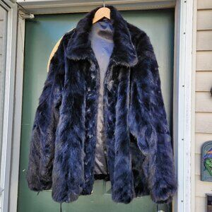 Black Men's Mink Fur Jacket - 4XL